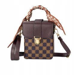 TOREBKA damska Crossbody KUFEREK skórzany brązowy ciemny
