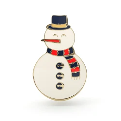 PINETS Christmas przypinka świąteczny Bałwanek pozłacany 14k złotem