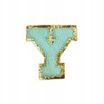 NASZYWKA duża LITERA Y aplikacja brokat cyjan