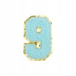 NASZYWKA duża CYFRA 9 dziewięć niebieska brokat