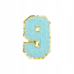 NASZYWKA duża CYFRA 9 dziewięć niebieska brokat