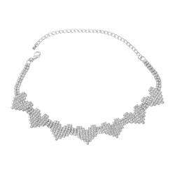 Choker naszyjnik elegancki serca z cyrkoniami srebrne