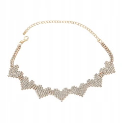 Choker naszyjnik elegancki serca z cyrkoniami złote