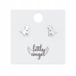 Kolczyki srebrne ze stali chirurgicznej Pieski z serduszkiem