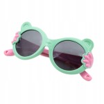 OKULARY przeciwsłoneczne dziecięce polaryzacyjne UV400 łapki zielono różowe