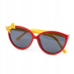 OKULARY przeciwsłoneczne dziewczęce UV400 czerwono żółte z kokardką