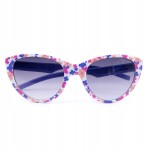 OKULARY przeciwsłoneczne dziewczęce UV400 biało fioletowe w kwiatki