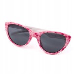 OKULARY przeciwsłoneczne dziewczęce UV400 biało różowe w kwiatki