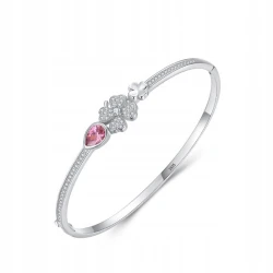 Fraise bransoletka srebrna S925 z koniczynką i cyrkoniami 18 cm