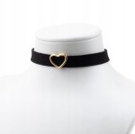 Choker zamszowy czarny ze złotym serduszkiem