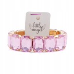 Bransoletka z dużymi cyrkoniami na gumce złoto jasno różowa