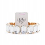 Bransoletka z dużymi cyrkoniami na gumce złoto biała