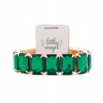 Bransoletka z dużymi cyrkoniami na gumce złoto zielona