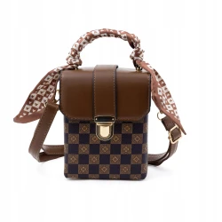 TOREBKA damska Crossbody KUFEREK skórzany brązowy