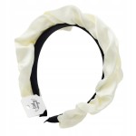 Opaska do włosów kremowa marszczona szeroka