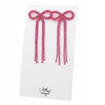 Kolczyki długie wiszące Kokardy z cyrkoniami Różowe