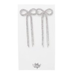 Kolczyki długie wiszące Kokardy z cyrkoniami Srebrne