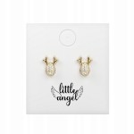 Kolczyki Świąteczne Reniferki złote z białymi cyrkoniami