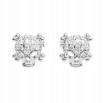 Kolczyki sztyfty srebrne Czaszki z cyrkoniami błyszczące