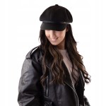 BERET Damski elegancki z daszkiem Czarny