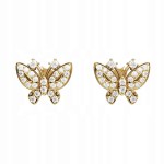 Kolczyki Złote sztyfty piękne delikatne Motylki z cyrkoniami