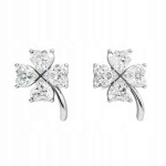 Kolczyki Srebrne sztyfty Koniczynka z cyrkoniami na szczęście