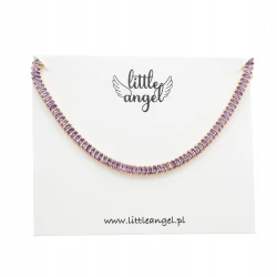 Bransoletka z cyrkoniami złota BŁYSZCZĄCA lawendowa Elegancka 18 cm