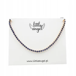 Bransoletka z cyrkoniami złota BŁYSZCZĄCA granatowa Elegancka 17,5 cm