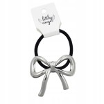 Gumka do włosów ozdoba Hair Cuff Kokarda srebrna