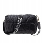 Torebka mała kosmetyczka pikowana na ramię Czarna