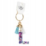 Brelok do kluczy literka L akrylowa z kolorowymi kamyczkami