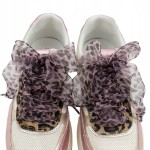 Sznurówki w panterkę ozdobne tiulowe 120 cm Różowe