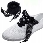 Sznurówki koronkowe do butów stylowe romantyczne Czarne 100 cm