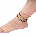 Bransoletki na kostkę nogę zestaw 3 sztuki ozdoby na lato Złote Czarne