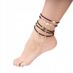 Bransoletki na kostkę nogę zestaw 5 sztuk koraliki muszelki na lato