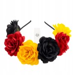 Kwiatowa opaska do włosów wianek trzy kolory Czarny Czerwony Żółty