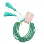 Bransoletka Boho ze szklanych koralików z Chwostami letnia Seledynowa