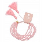 Bransoletka Boho ze szklanych koralików z Chwostami letnia Różowa