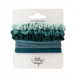 Zestaw 6 gumek do włosów scrunchie turkus niebieski Little Angel