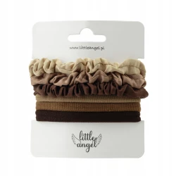 Zestaw 6 gumek do włosów scrunchie brązowe beżowe Little Angel