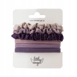 Zestaw 6 gumek do włosów scrunchie fioletowe pastelowe Little Angel