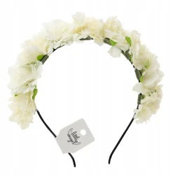 Opaska do włosów Wianek Kwiaty Ślub Panieński BOHO Biały Little Angel