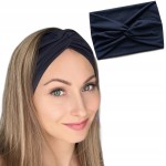 Szeroka opaska do włosów turban elastyczna i stylowa Granatowa