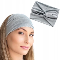 Szeroka opaska do włosów turban elastyczna i stylowa Szara