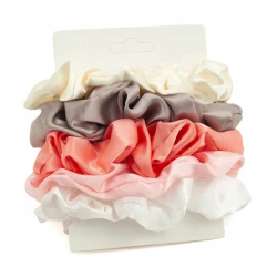 Zestaw 5 gumek do włosów scrunchie satynowe delikatne pastelowe