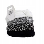 Zestaw 4 szerokich opasek do włosów z supełkiem Czarne Białe Gładkie Wzorki