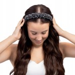 Ozdobna błyszcząca opaska do włosów z kryształkami Czarna
