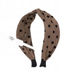 Opaska do włosów Pin Up w czarne grochy i gładka Brązowa