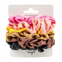 Zestaw 6 gumek scrunchie satynowych kolorowe frotki do włosów