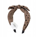 Opaska do włosów Pin Up z kokardą Szeroka Modna w Grochy Brązowa